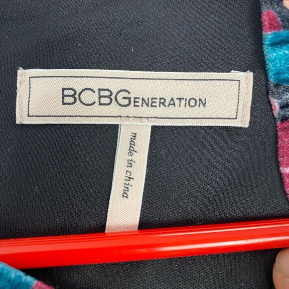 Bcbgeneration Velvet Floral Print Ruffle Trim Colorful Mini Dress Size 4 - Picture 4 of 13